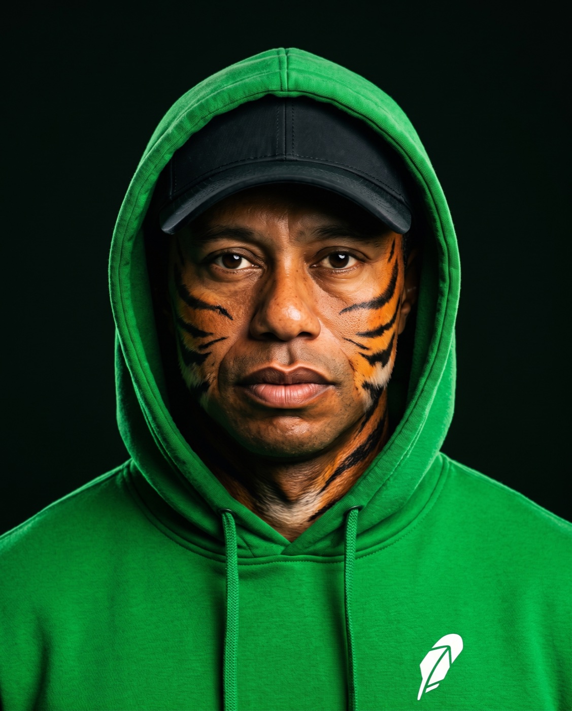 Tiger Hoods in the green Robinhood hoodie